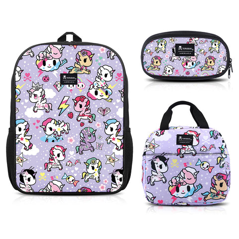 Tokidoki Backpack Set with Lunch Bag Pencil Case Series-Unicorno Dream