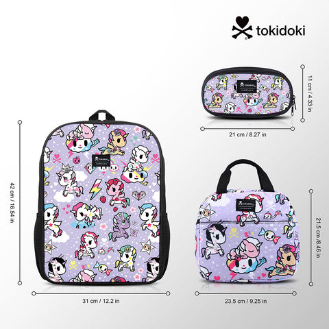 Tokidoki Backpack Set with Lunch Bag Pencil Case Series-Unicorno Dream