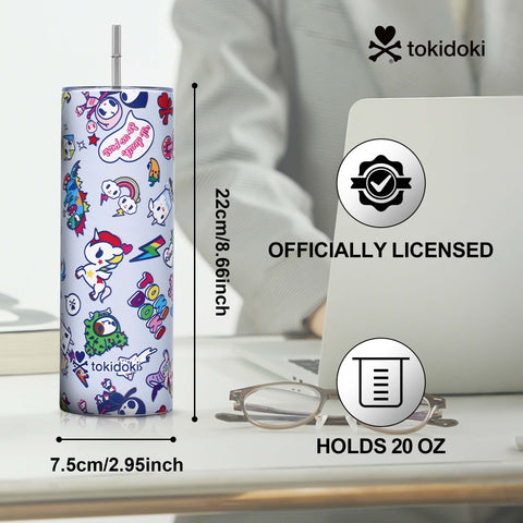 Tokidoki Vacuum Insulated Bottle 20oz with Straw Reusable -A