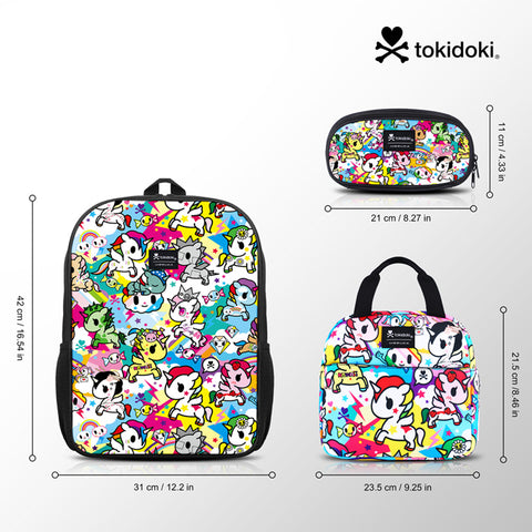 Tokidoki Backpack Set with Lunch Bag Pencil Case Series-Rainbow Unicorno