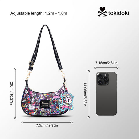 Tokidoki Crescent Shoulder Bag with Keychain Series-Midnight Metropolis