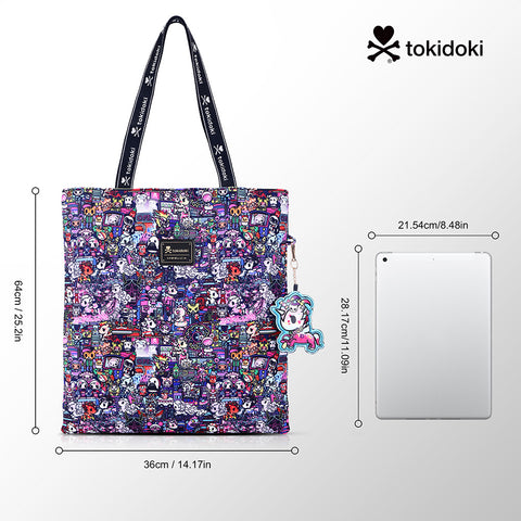 Tokidoki Large Canvas Bag with Unicorno Keychain  Series-Midnight Metropolis