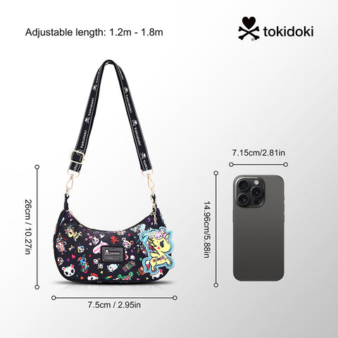 Tokidoki Crescent Shoulder Bag with Keychain Series-Denim Daze
