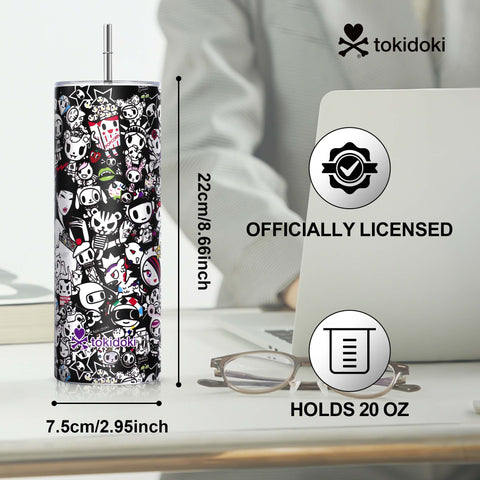 Tokidoki Vacuum Insulated Bottle 20oz with Straw Reusable -C