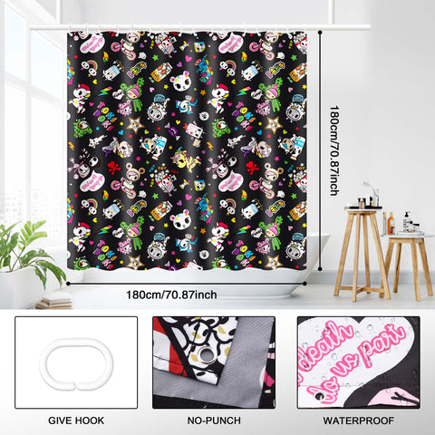 Tokidoki Waterproof Shower Curtain-A