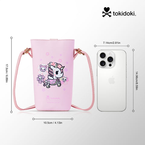 Tokidoki Leather Phone Bag with Adjustble Strap-Pink