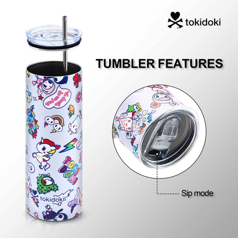 Tokidoki Vacuum Insulated Bottle 20oz with Straw Reusable -A
