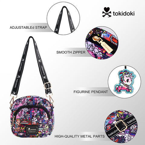 Tokidoki Small Phone Crossbody Bag with Unicorno Keychain Series-Midnight Metropolis
