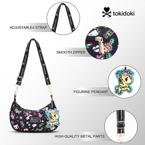 Tokidoki Crescent Shoulder Bag with Keychain Series-Denim Daze