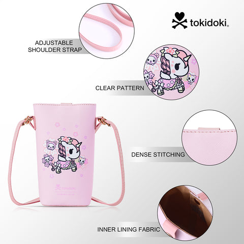 Tokidoki Leather Phone Bag with Adjustble Strap-Pink