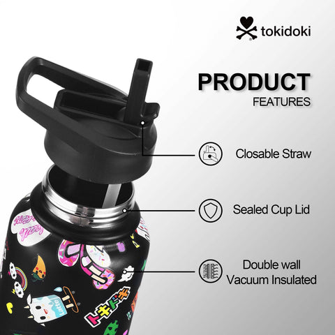Tokidoki Water Bottle 32oz with Leak Proof Flip-F