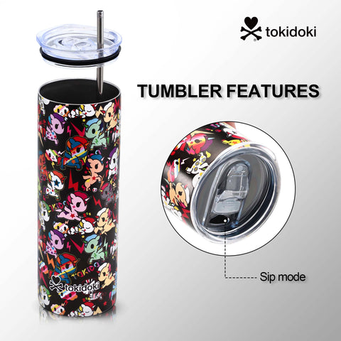 Tokidoki Vacuum Insulated Bottle 20oz with Straw Reusable -D