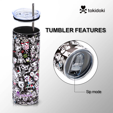 Tokidoki Vacuum Insulated Bottle 20oz with Straw Reusable -C