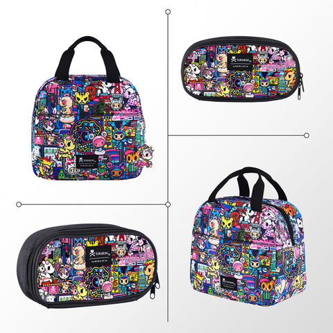 Tokidoki Backpack Set with Lunch Bag Pencil Case Series-Midnight Metropolis