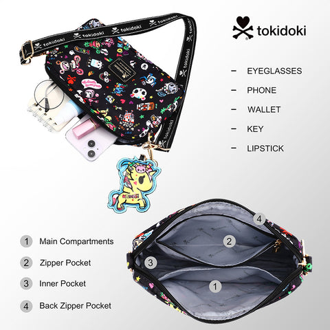 Tokidoki Crossbody Purse With Keychain Adjustable Strap Series-Denim Daze