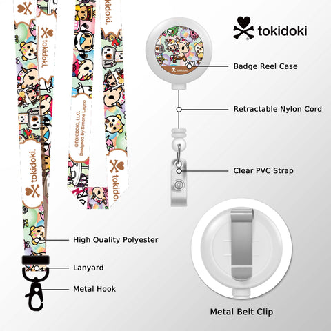 Tokidoki Lanyards for Id Badges with Retractable Reel Clip-F