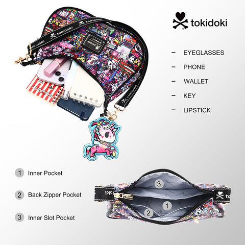 Tokidoki Crescent Shoulder Bag with Keychain Series-Midnight Metropolis