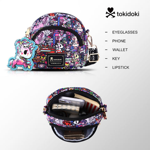 Tokidoki Small Phone Crossbody Bag with Unicorno Keychain Series-Midnight Metropolis