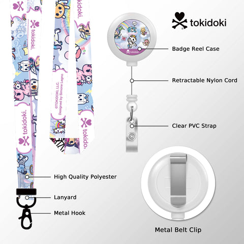 Tokidoki Lanyards for Id Badges with Retractable Reel Clip-H