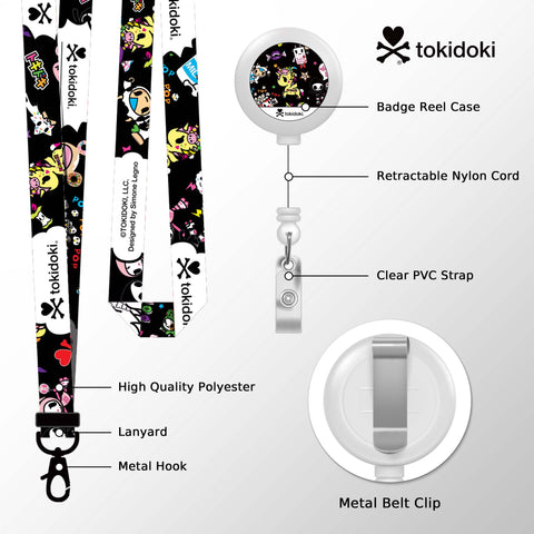 Tokidoki Lanyards for Id Badges with Retractable Reel Clip