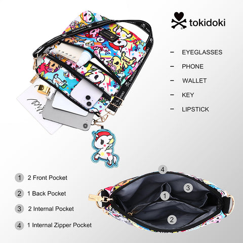 Tokidoki Crossbody Bag With Unicorno Keychain Series-Rainbow Unicorno
