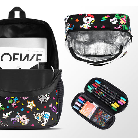 Tokidoki Backpack Set with Lunch Bag Pencil Case Series-Denim Daze