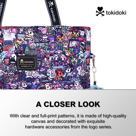 Tokidoki Large Canvas Bag with Unicorno Keychain  Series-Midnight Metropolis