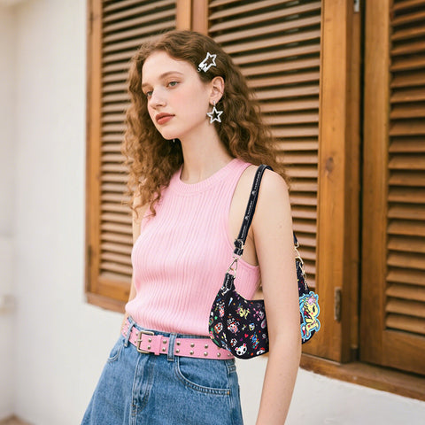 Tokidoki Crescent Shoulder Bag with Keychain Series-Denim Daze