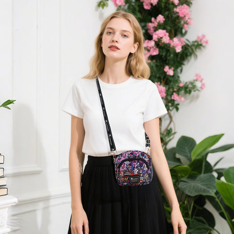 Tokidoki Small Phone Crossbody Bag with Unicorno Keychain Series-Midnight Metropolis